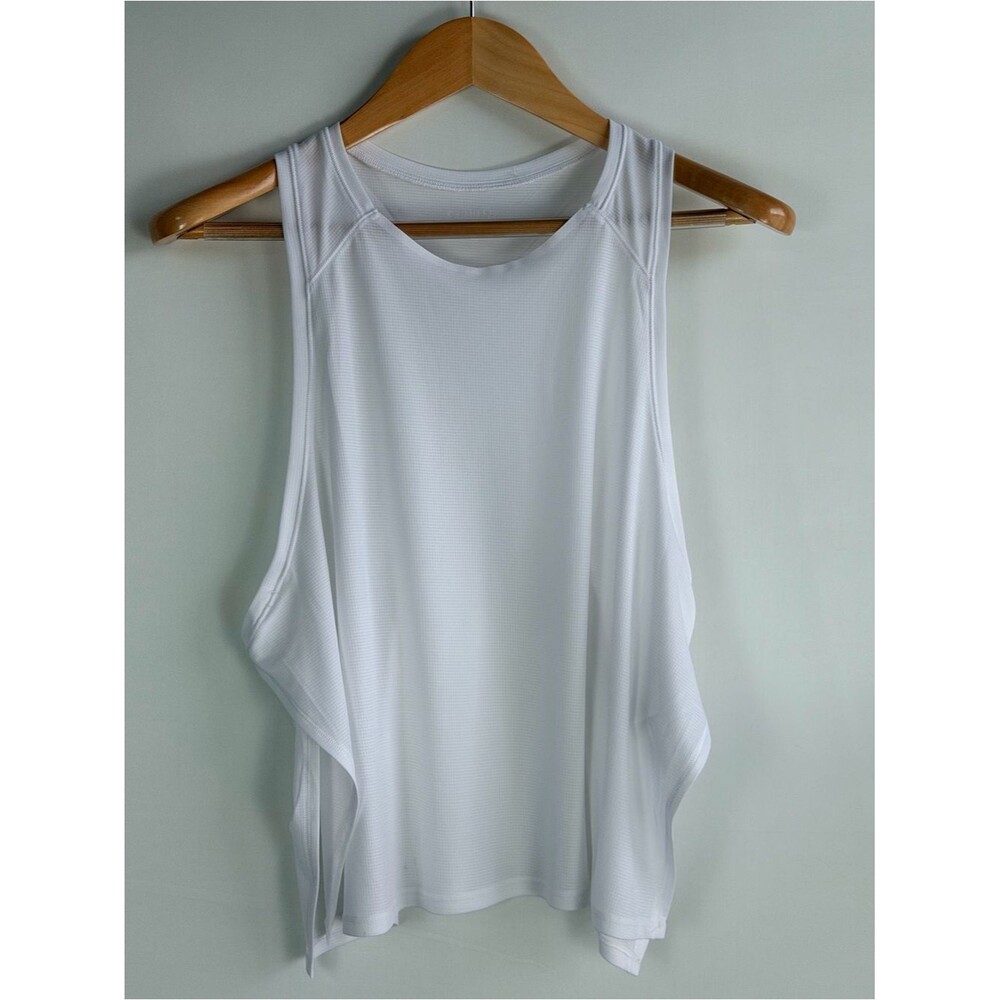 Athleta Grid Knit White Racerback Workout Tank Top XL